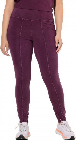 Ulla Popken Acid Wash Decorative Seam Leggings Purple - Jeans & Byxor i Stora Storlekar – Plus Size - 