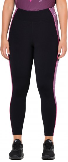 Ulla Popken Quick Drying Botanical Print Sport Leggings Black - Jeans & Byxor i Stora Storlekar – Plus Size - 