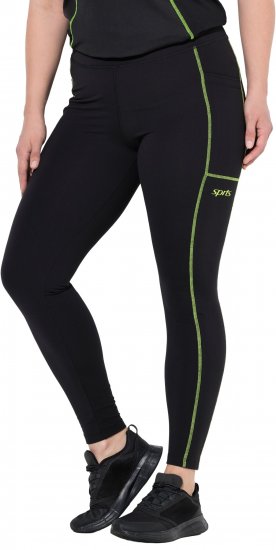 Ulla Popken Neon Seam Quick Drying Performance Leggings Black - Jeans & Byxor i Stora Storlekar – Plus Size - 