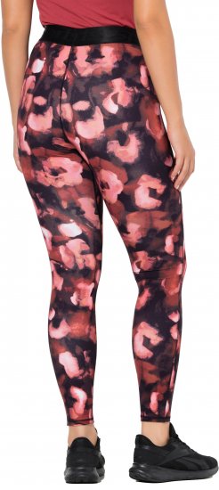 Ulla Popken Abstract Flower Print Performance Leggings Red - Jeans & Byxor i Stora Storlekar – Plus Size - 