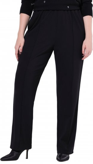 Ulla Popken Rose Wide Leg Stretch Waist Trousers Black - Jeans & Byxor i Stora Storlekar – Plus Size - 