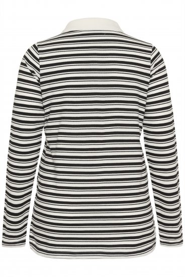 Kaffe Curve Miana Long Sleeve Polo Chalk with Black Stripe - Pikéer - 