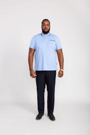 D555 Talbot Pique with Jacquard Collar Polo Shirt Blue - Pikétröjor - Stora pikétröjor - 2XL-8XL