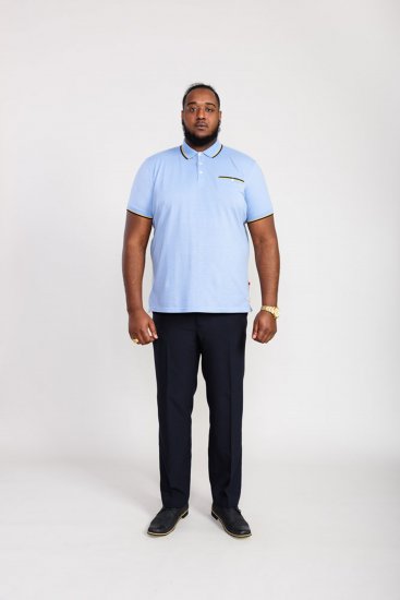 D555 Talbot Pique with Jacquard Collar Polo Shirt Blue - Pikétröjor - Stora pikétröjor - 2XL-8XL