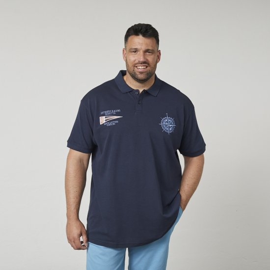 North Latitude 61129 Pikétröja med Broderi Marinblå - Pikétröjor - Stora pikétröjor - 2XL-8XL