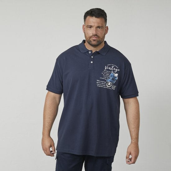 North Latitude 61130 Pikétröja med Print Marinblå - Pikétröjor - Stora pikétröjor - 2XL-8XL