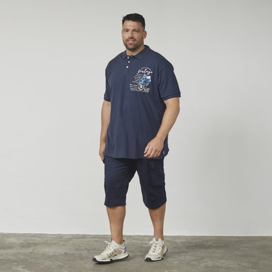 North Latitude 61130 Pikétröja med Print Marinblå - Pikétröjor - Stora pikétröjor - 2XL-8XL