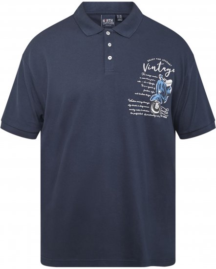 North Latitude 61130 Pikétröja med Print Marinblå - Pikétröjor - Stora pikétröjor - 2XL-8XL