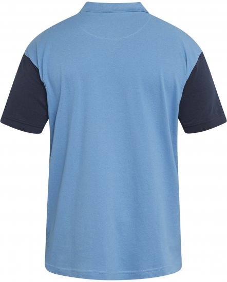 North Latitude 61131 Pikétröja med Kontrastärmar och Broderi Blå - Pikétröjor - Stora pikétröjor - 2XL-8XL