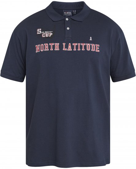 North Latitude 61131 Pikétröja med Kontrastärmar och Broderi Marinblå - Pikétröjor - Stora pikétröjor - 2XL-8XL