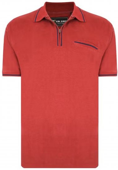 Kam Jeans 5449 Short Sleeve with Zipper Polo Shirt Red - Pikétröjor - Stora pikétröjor - 2XL-8XL