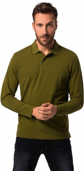 JP1880 Polo Shirt Basic Long Sleeve Pique Moss Green - Pikétröjor - Stora pikétröjor - 2XL-8XL