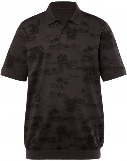 JP1880 Pique with All-over Print Polo Shirt TALL Black - TALL pikétröjor - 