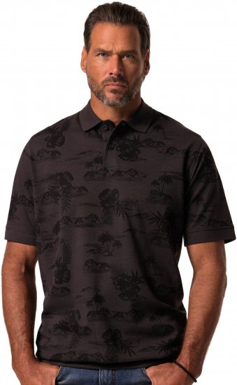 JP1880 Pique with All-over Print Polo Shirt TALL Black - TALL pikétröjor - 