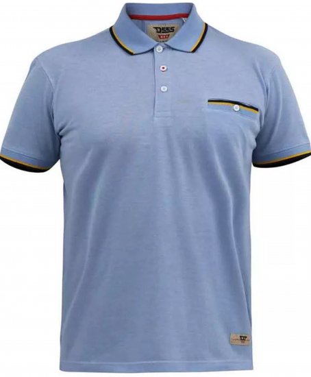 D555 Talbot Pique with Jacquard Collar Polo Shirt Blue - Pikétröjor - Stora pikétröjor - 2XL-8XL