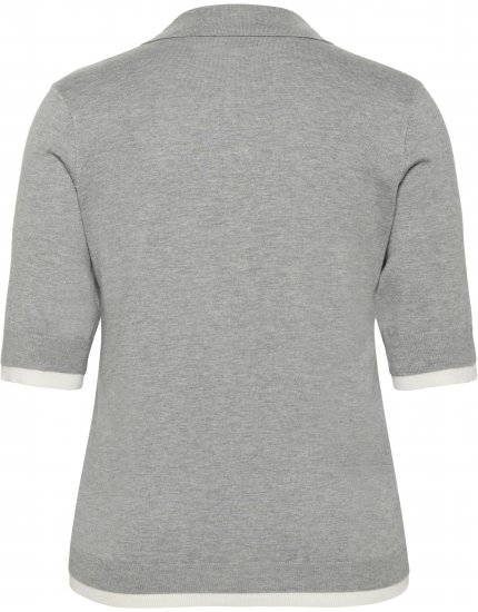 Kaffe Curve Lizzy Contrast Knitted Polo Grey Melange - Pikéer - 