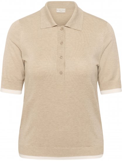 Kaffe Curve Lizzy Contrast Knitted Polo Feather Grey Melange - Pikéer - 
