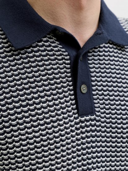 Jack & Jones Blukingsley Knitted Short Sleeve Polo Navy - Skjortor - Stora skjortor - 2XL-8XL