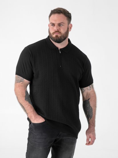 D555 Kennedy Cable Knitted Polo Black - Pikétröjor - Stora pikétröjor - 2XL-8XL