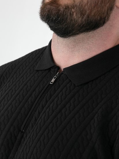 D555 Kennedy Cable Knitted Polo Black - Pikétröjor - Stora pikétröjor - 2XL-8XL