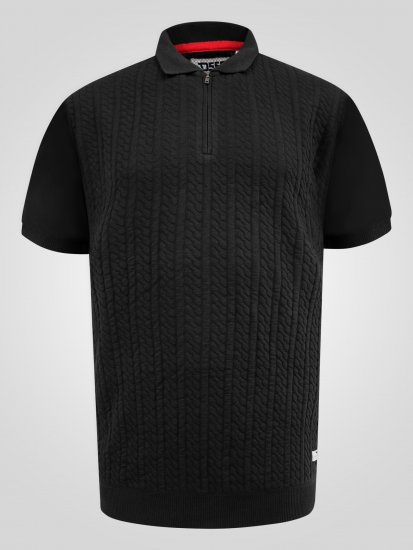 D555 Kennedy Cable Knitted Polo Black - Pikétröjor - Stora pikétröjor - 2XL-8XL