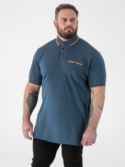 D555 Harvey Pique with Jacquard Collar & Cuffs Polo Teal - Pikétröjor - Stora pikétröjor - 2XL-8XL