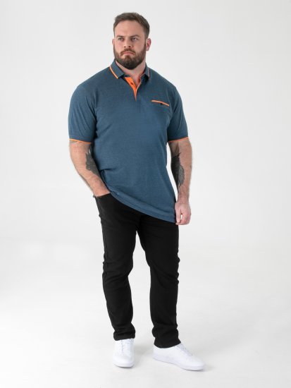 D555 Harvey Pique with Jacquard Collar & Cuffs Polo Teal - Pikétröjor - Stora pikétröjor - 2XL-8XL