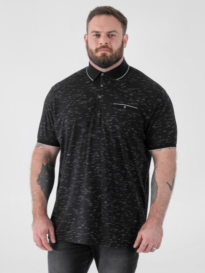 D555 Murphy Jacquard Collar And Cuff With Chest Pocket Polo Black - Pikétröjor - Stora pikétröjor - 2XL-8XL