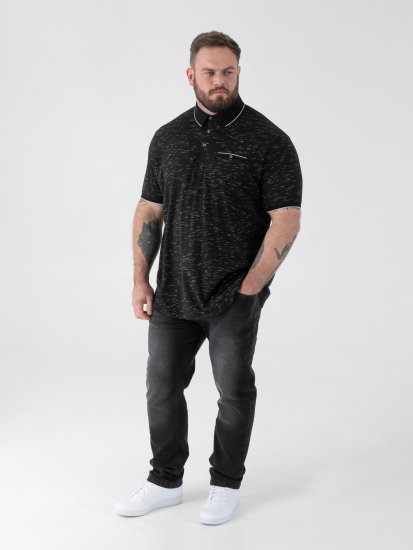 D555 Murphy Jacquard Collar And Cuff With Chest Pocket Polo Black - Pikétröjor - Stora pikétröjor - 2XL-8XL
