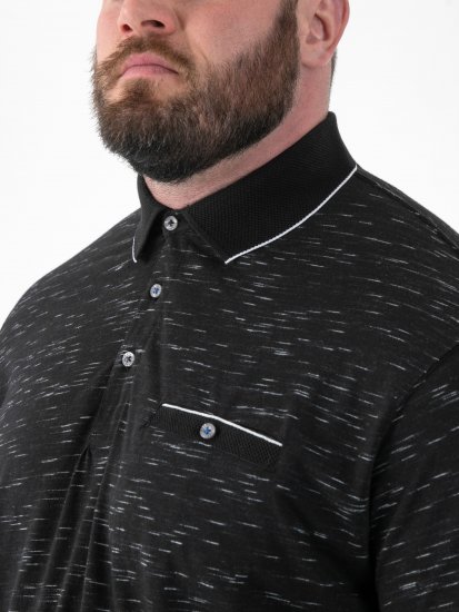 D555 Murphy Jacquard Collar And Cuff With Chest Pocket Polo Black - Pikétröjor - Stora pikétröjor - 2XL-8XL