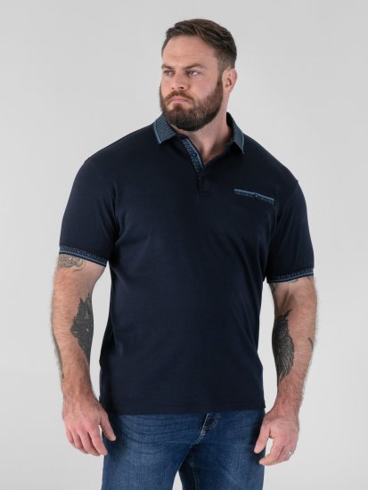 D555 Barret Interlock Jacquard Collar & Cuffs Polo Navy - Pikétröjor - Stora pikétröjor - 2XL-8XL