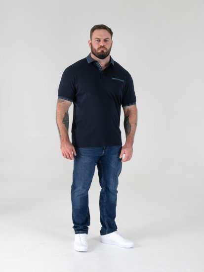 D555 Barret Interlock Jacquard Collar & Cuffs Polo Navy - Pikétröjor - Stora pikétröjor - 2XL-8XL
