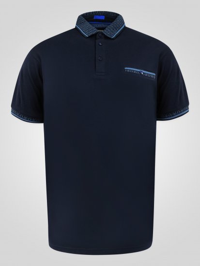 D555 Barret Interlock Jacquard Collar & Cuffs Polo Navy - Pikétröjor - Stora pikétröjor - 2XL-8XL