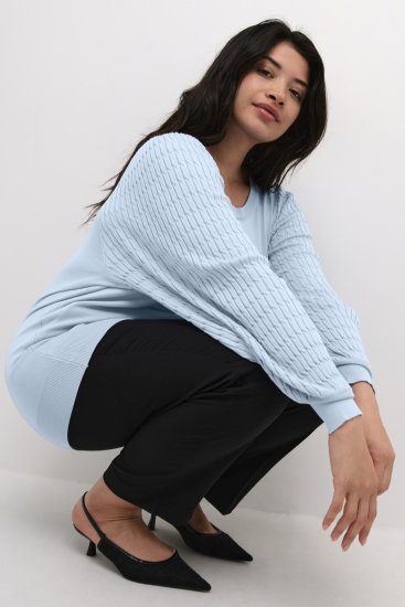 Kaffe Curve Lini Knit Tröja Himmelsblå - Collegetröjor & hoodies - 