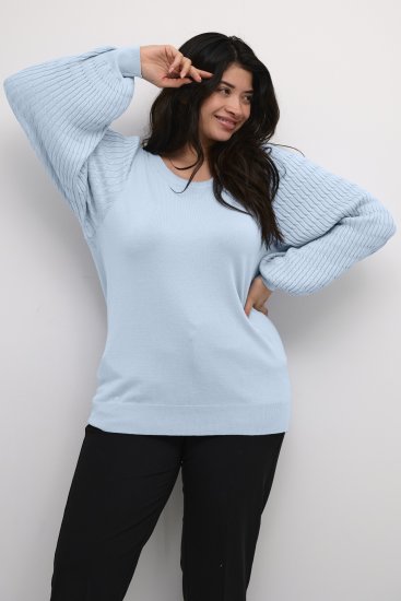 Kaffe Curve Lini Knit Tröja Himmelsblå - Collegetröjor & hoodies - 