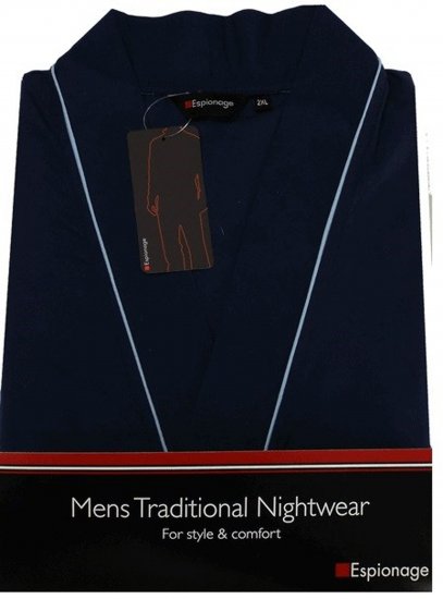 Espionage PJ091 Lightweight Bathrobe Navy - Morgonrockar/badrockar/handdukar - Morgonrockar/badrockar för herrar i stora storlekar