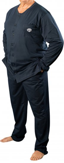 20 Nodi Tramontana Long Pajamas with Buttons Pockets and Side Slits - 20 Nodi - 20 Nodi – Italienska underkläder