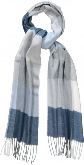 Ulla Popken Woven Check Print Scarf Soft Light Blue - Accessoarer - 
