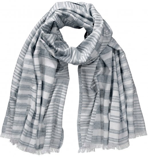 Ulla Popken Striped Statement Scarf Grey - Accessoarer - 