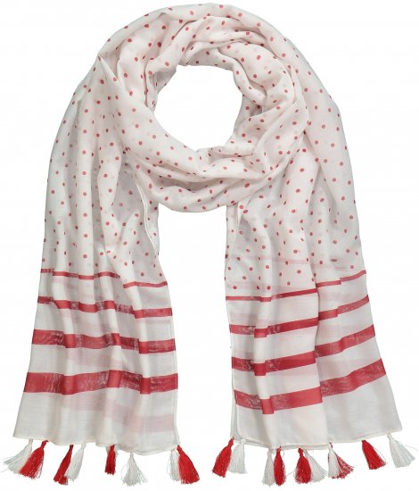 Ulla Popken Dot Print Tassel Accent Scarf Red - Accessoarer - 
