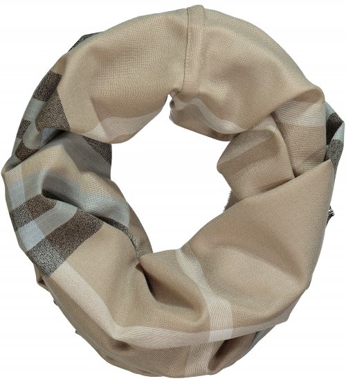 Ulla Popken Plaid Infinity Scarf Brown - Accessoarer - 