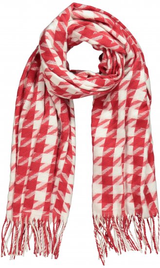 Ulla Popken Houndstooth Fringed Hem Scarf Salsa - Accessoarer - 