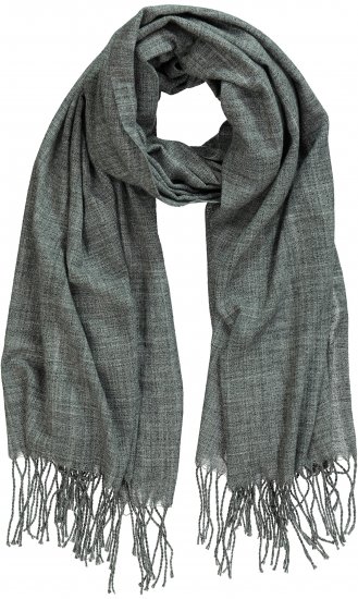 Ulla Popken Fringed Scarf Graphite Grey - Accessoarer - Halsdukar & scarves för dam