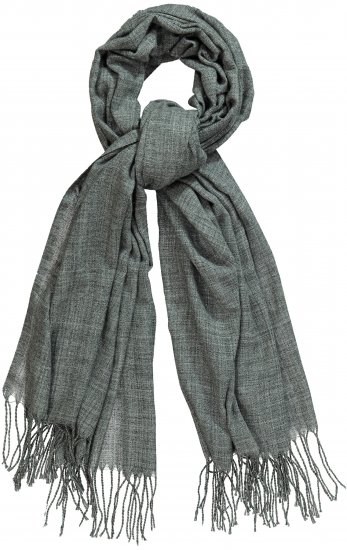 Ulla Popken Fringed Scarf Graphite Grey - Accessoarer - Halsdukar & scarves för dam