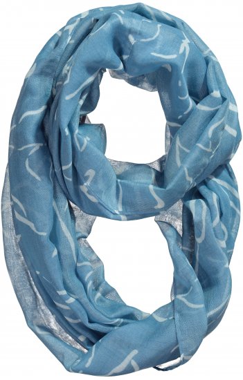 Ulla Popken Patterned Infinity Scarf Blue - Accessoarer - 