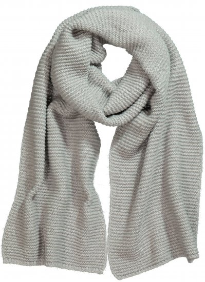 Ulla Popken Garter Stitch Knit Scarf Light Grey Melange - Accessoarer - 