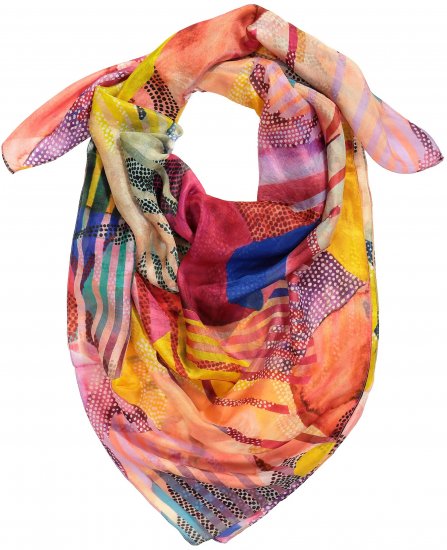 Ulla Popken Colorful Square Silk Scarf Rainbow - Accessoarer - 