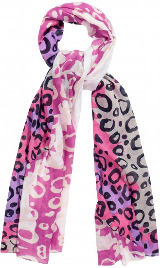 Ulla Popken Rainbow Leopard Print Scarf Pink - Accessoarer - 