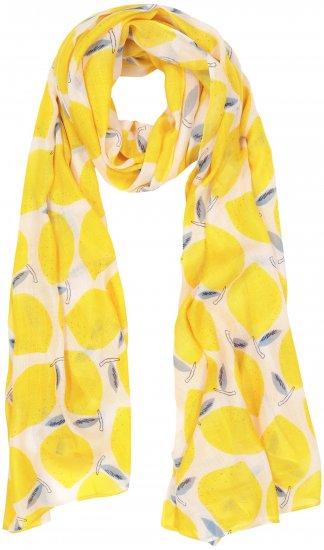 Ulla Popken Lemon Print Scarf Sun Yellow - Accessoarer - 