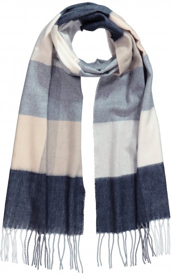 Ulla Popken Checked Fringed Hem Scarf Dark Putty - Accessoarer - 
